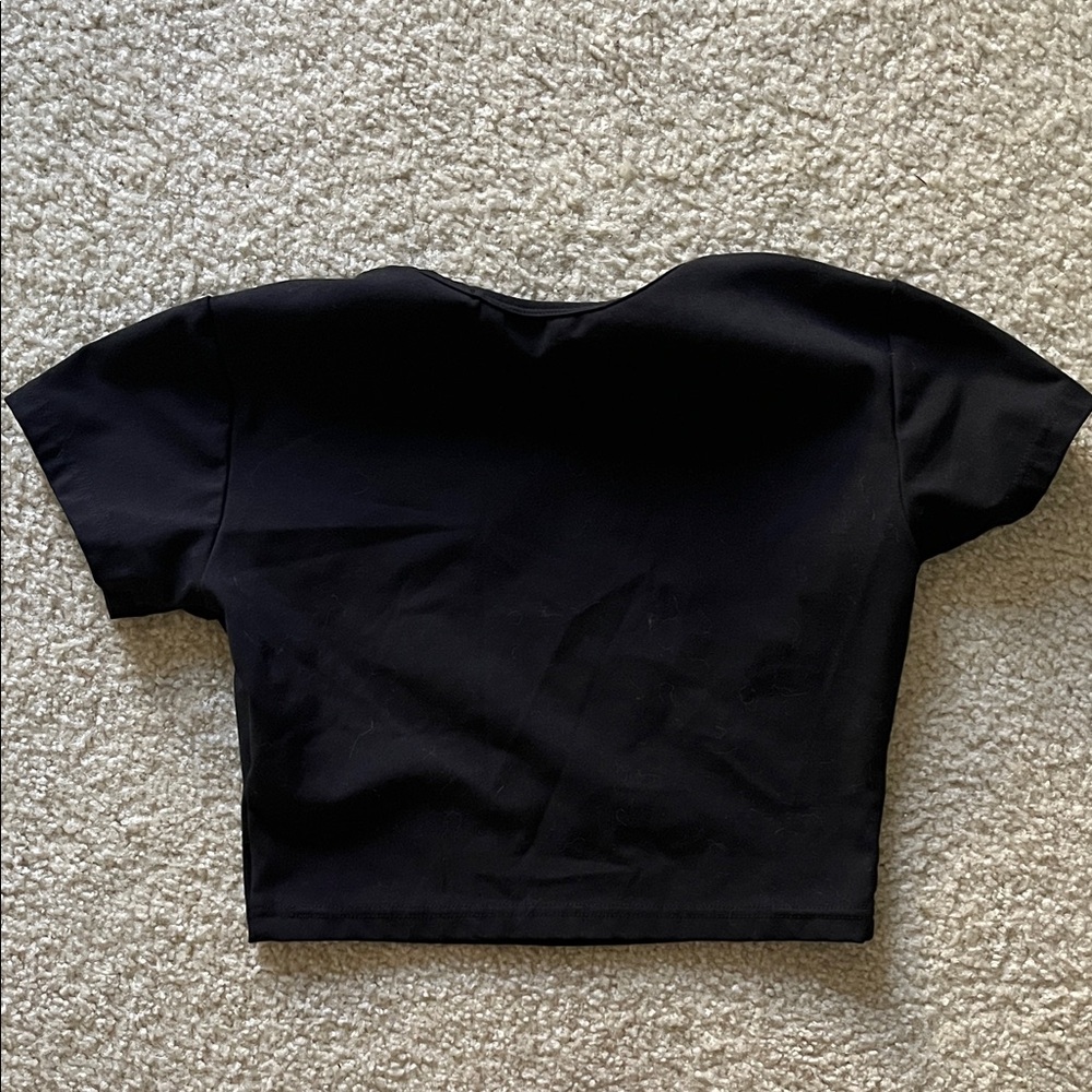 Darc Sport Black Crop Top with White Wolf Graphic - Picture 3 of 6